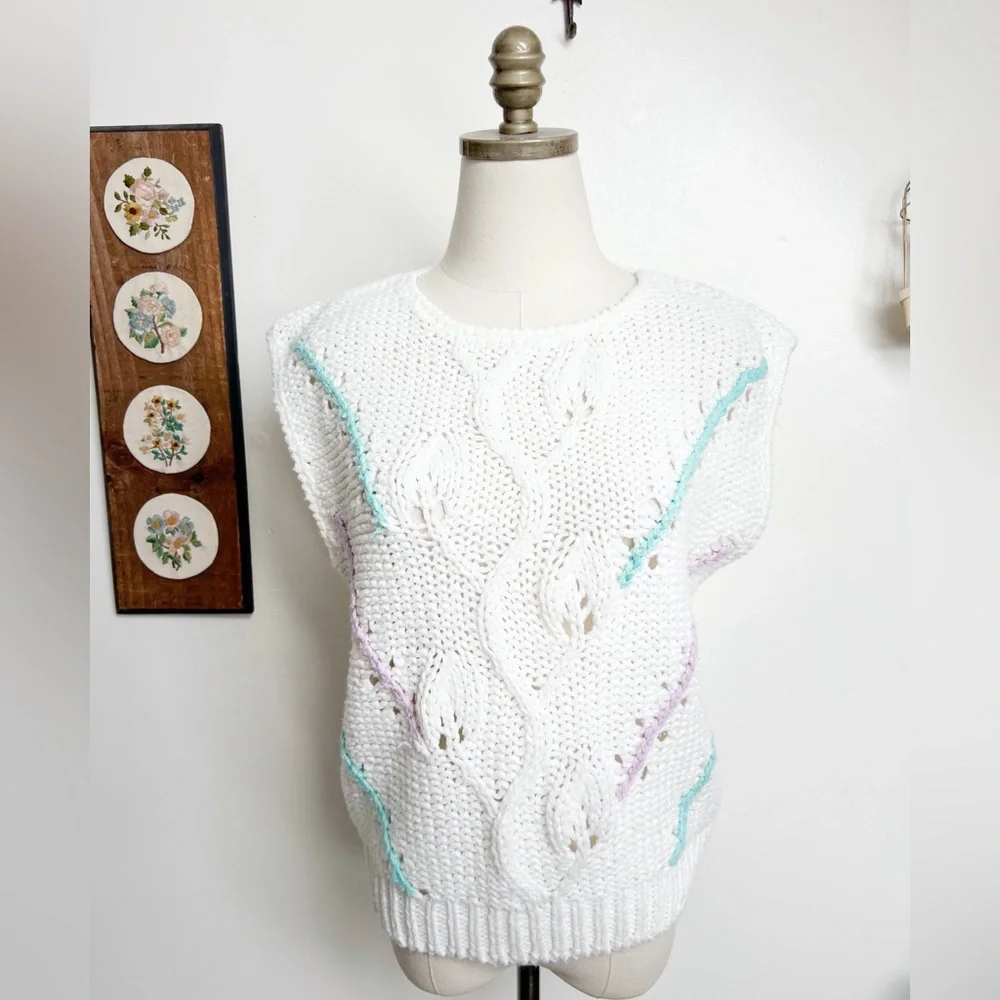 Vintage Vine Pullover Knit Sweater Vest